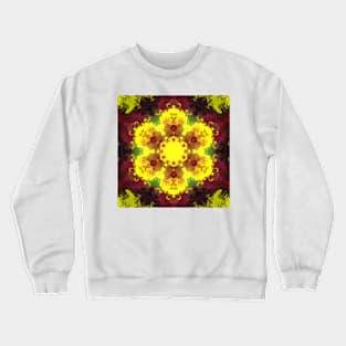 Psychedelic Mandala Flower Red Yellow and Green Crewneck Sweatshirt